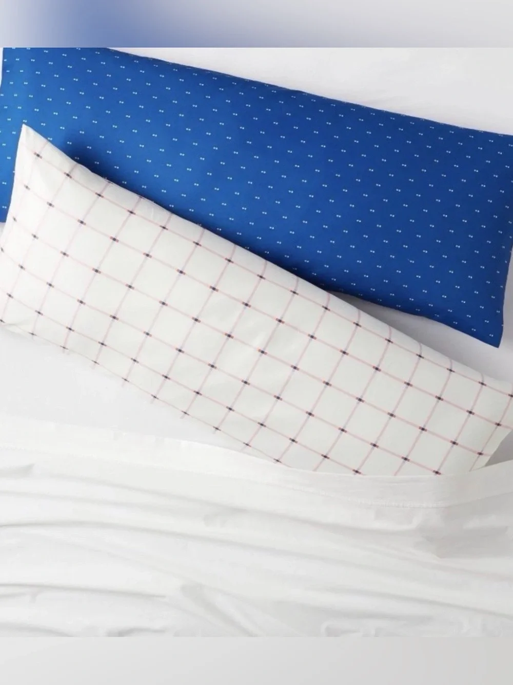 Room Essentials Body Pillow Covers 2 Pack Blue Dot Pink Grid 20x52